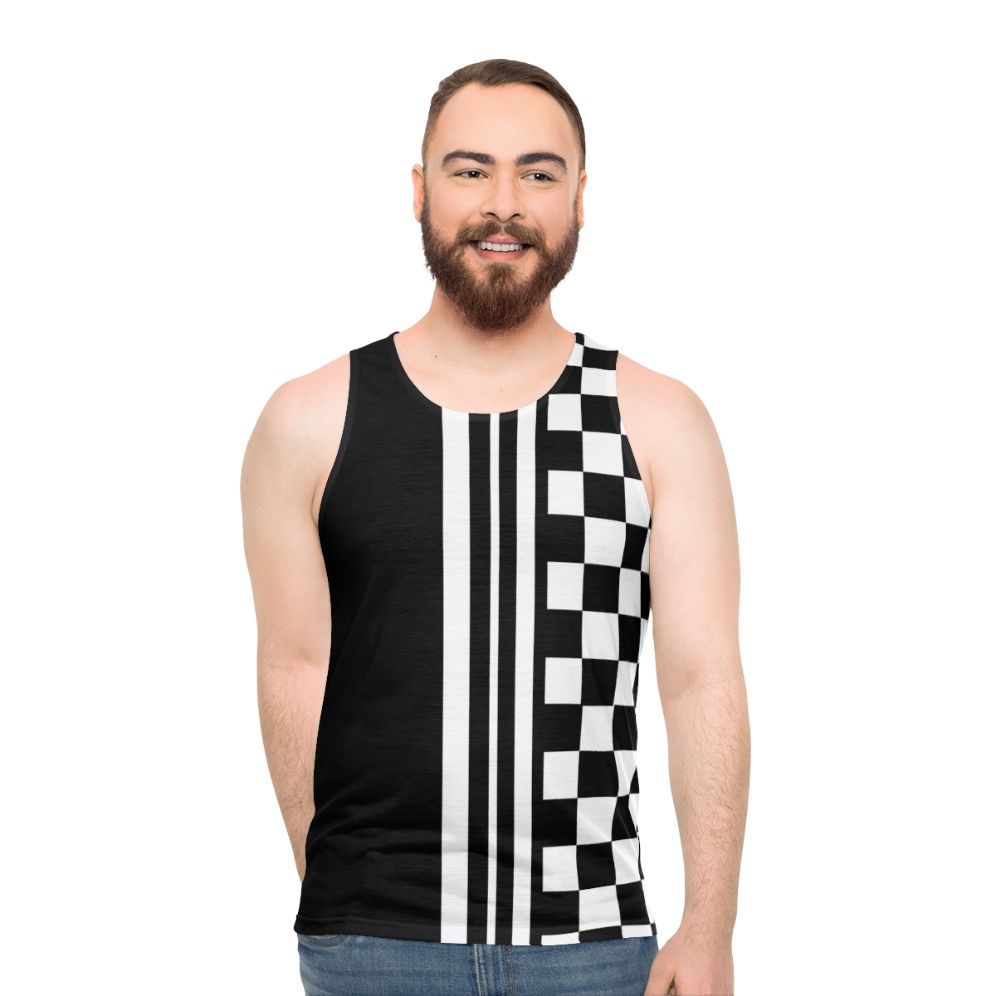 Unisex black and white ska inspired tank top