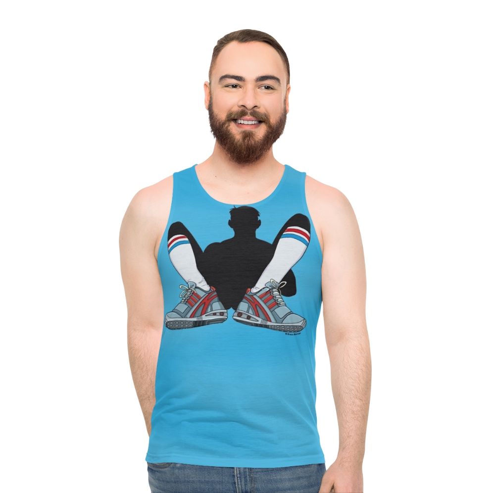 Unisex blue athletic tank top