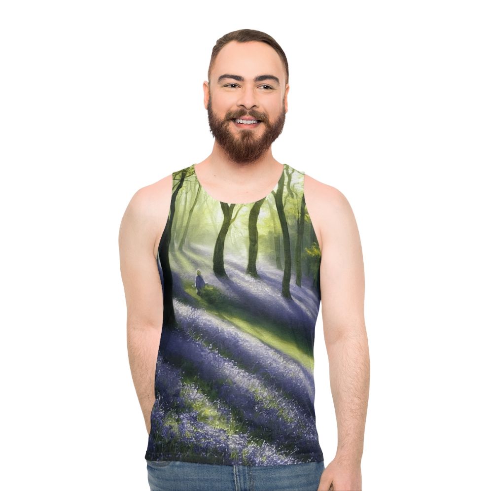 Unisex Bluebell Banks watercolor tank top