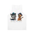 Unisex blues music tank top with malamute design