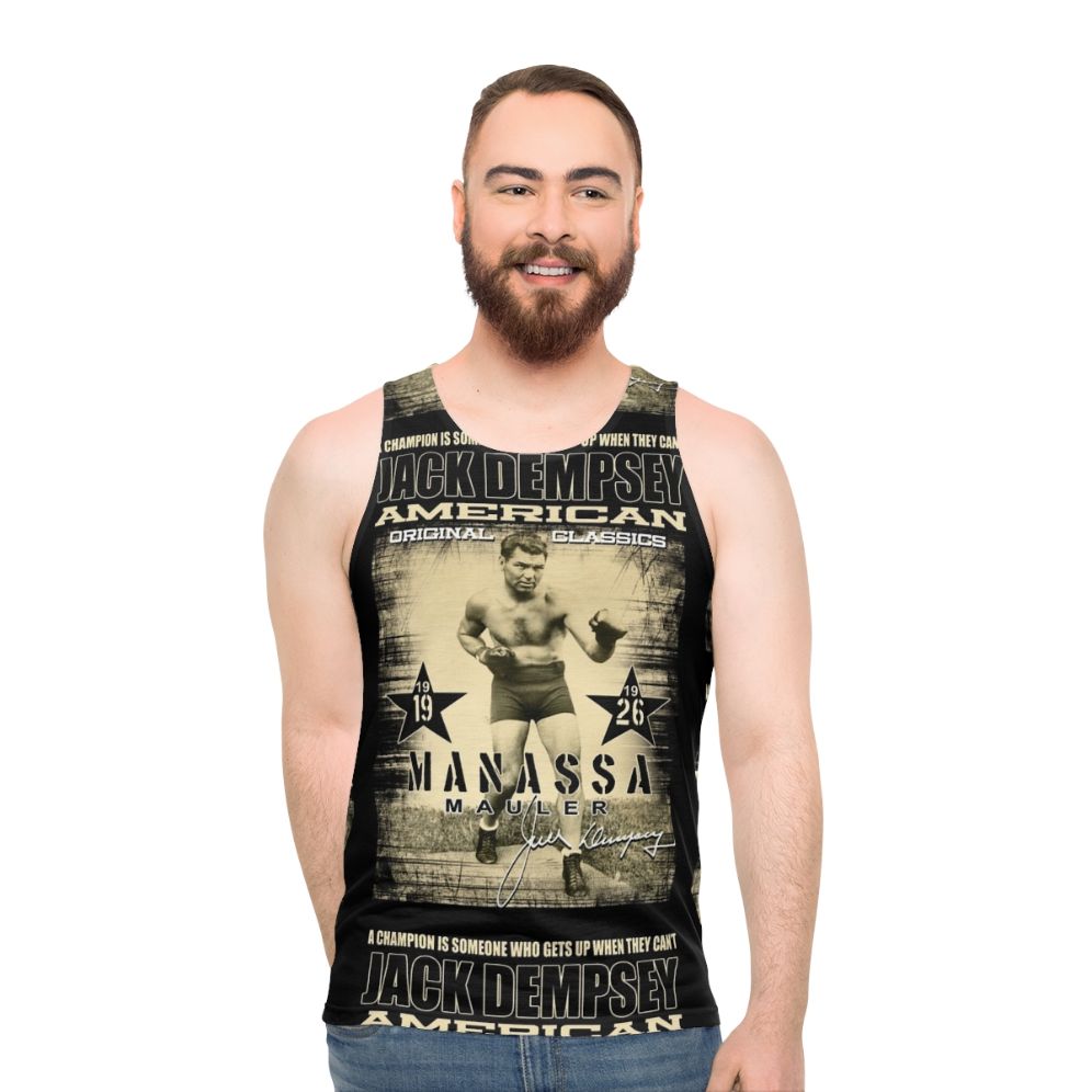 Unisex boxing tank top with vintage heavyweight fighter design