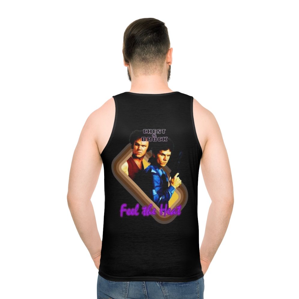 Unisex 'Brock and Chest Feel the Heat' movie parody tank top