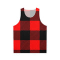 Unisex Buffalo Plaid Black and Red Tank Top