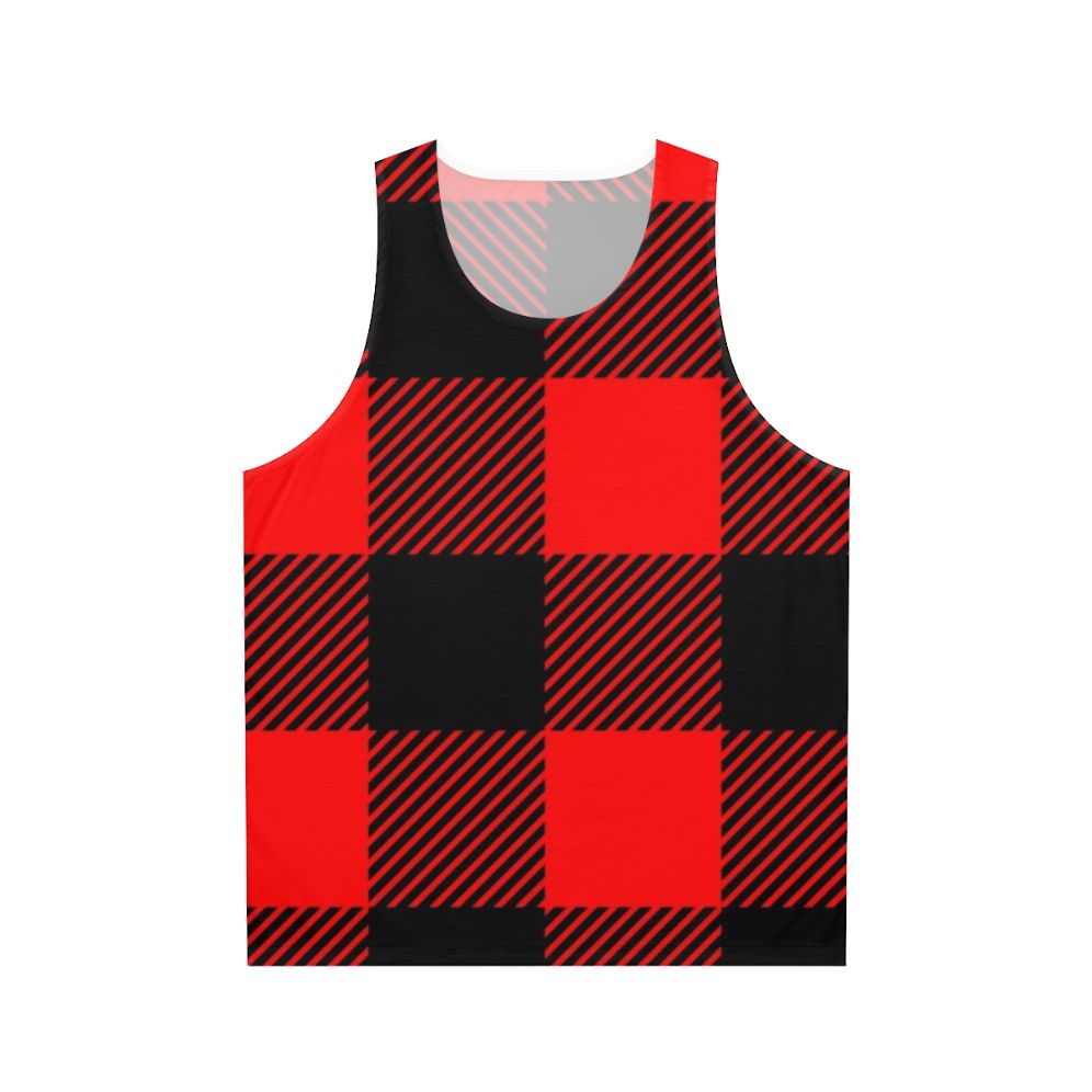 Unisex Buffalo Plaid Black and Red Tank Top