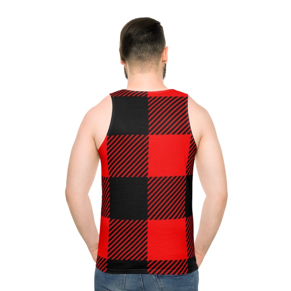 Unisex Buffalo Plaid Black and Red Tank Top