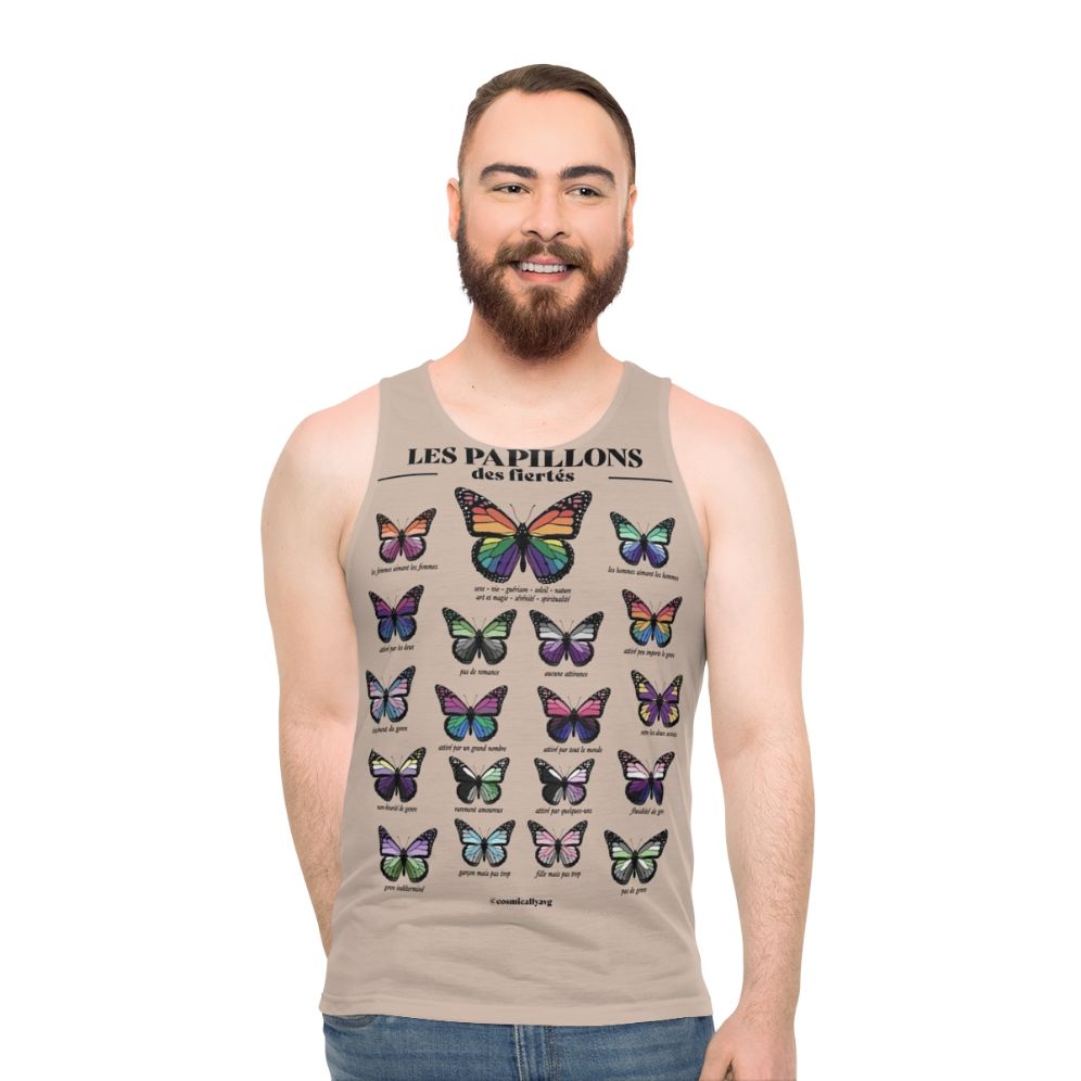 Unisex tank top with a butterfly design for LGBTQ+ pride