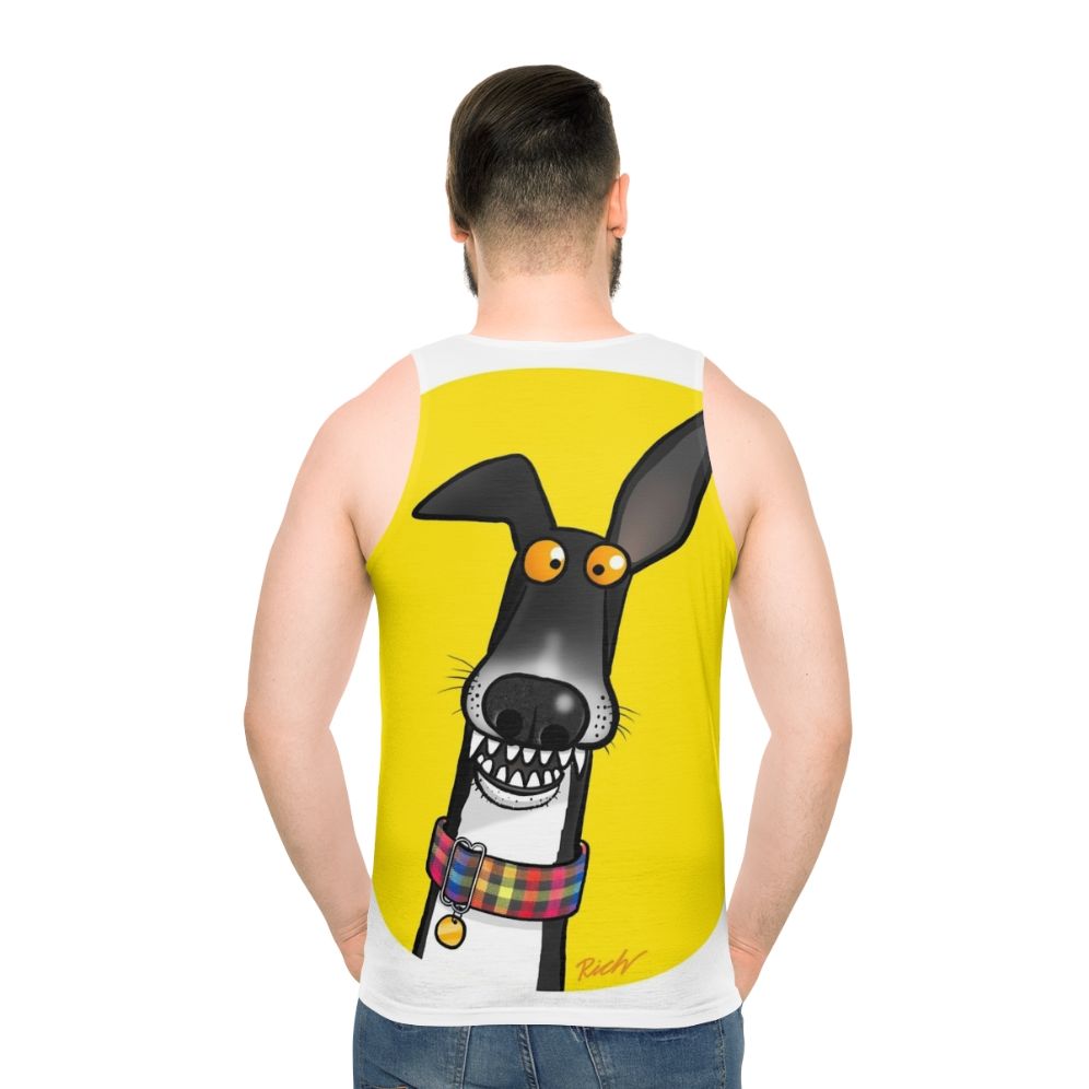 Unisex cartoon tank top featuring greyhound design