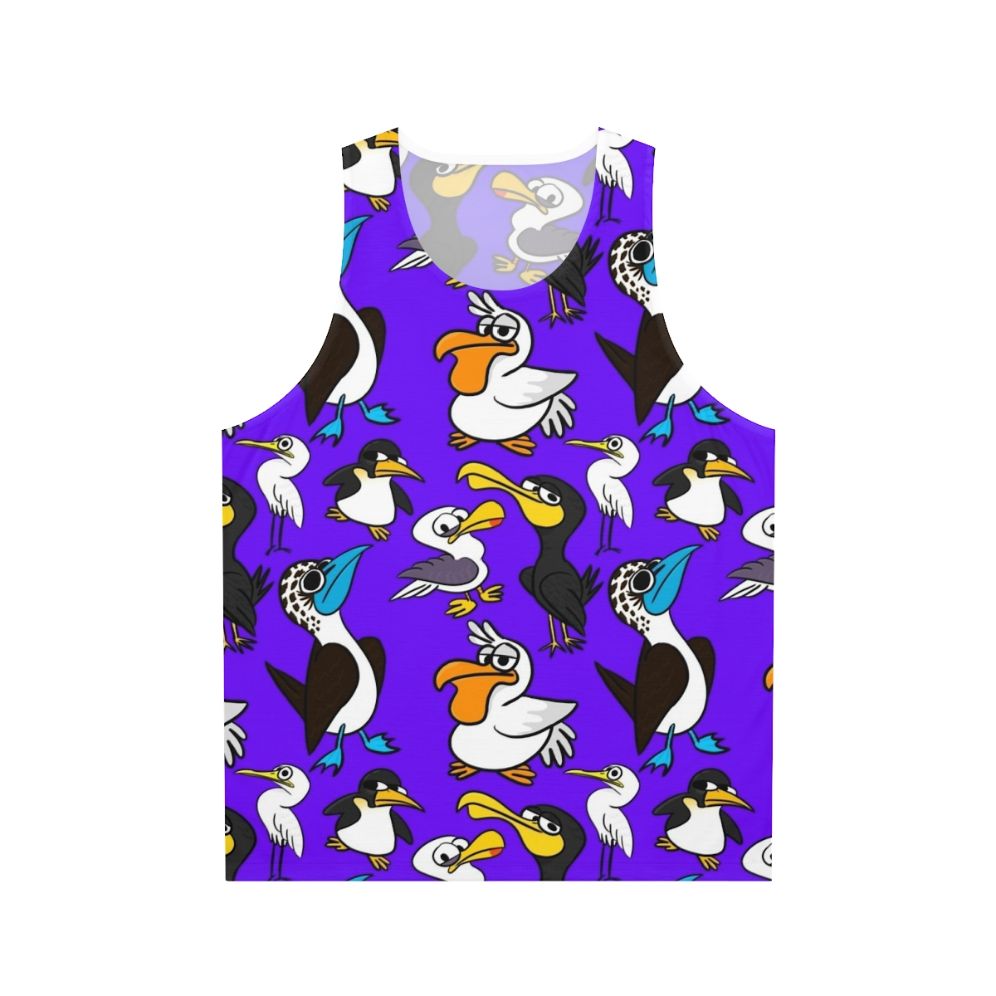Unisex cartoon seabird flock tank top
