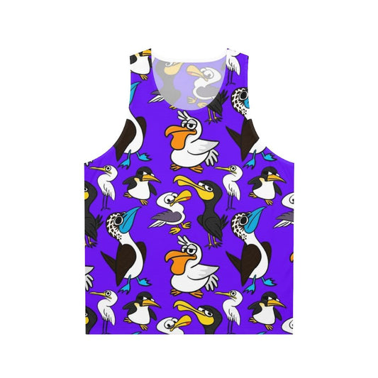 Unisex cartoon seabird flock tank top