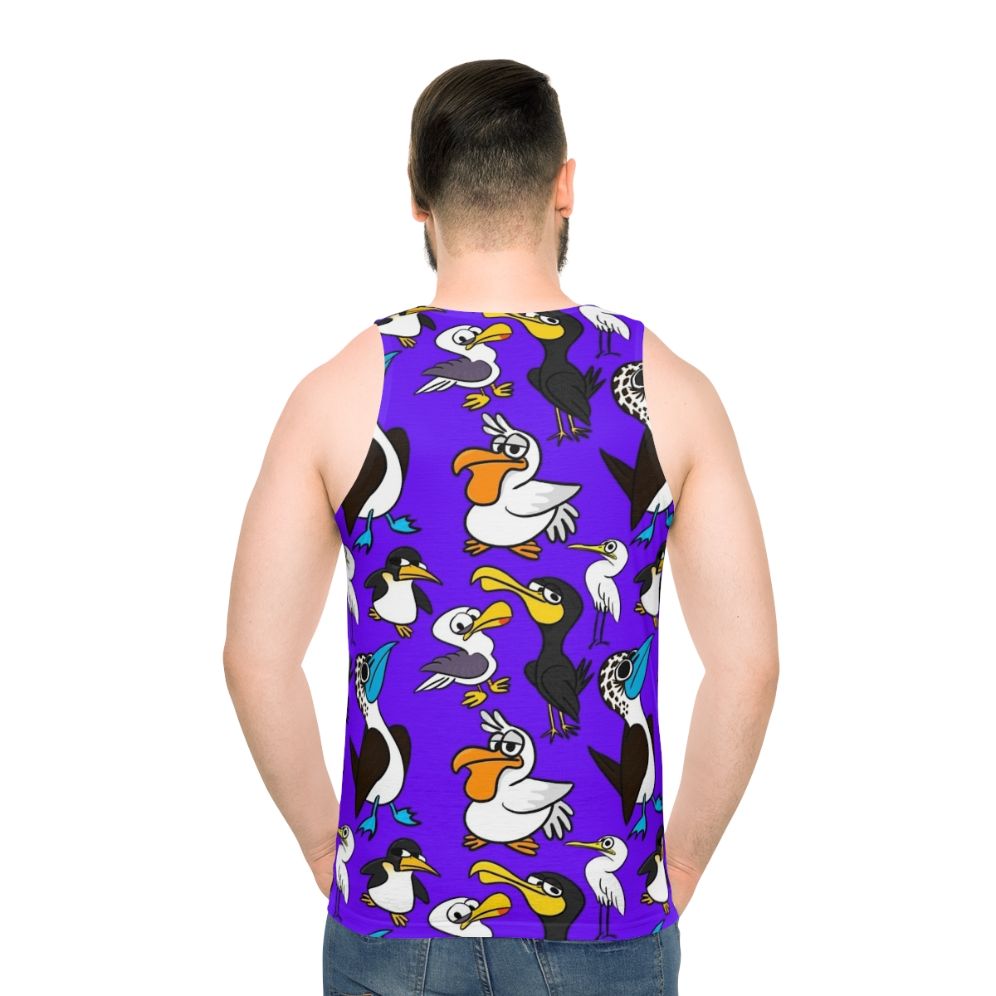 Unisex cartoon seabird flock tank top