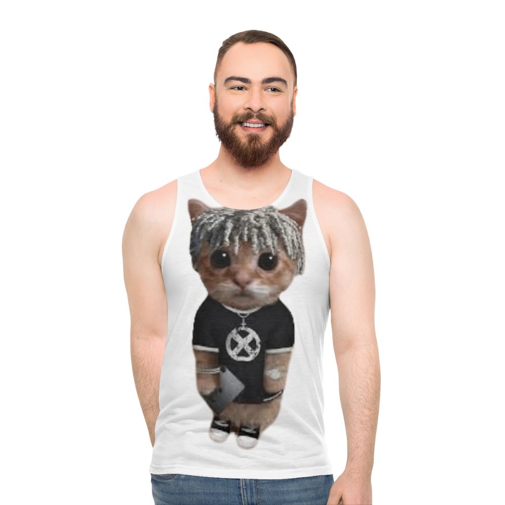 Unisex cat graphic tank top with Ken Carson design