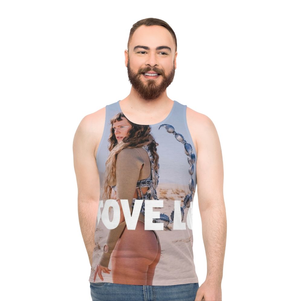 Unisex cat tank top with a stylish kitty cat design, perfect for music lovers