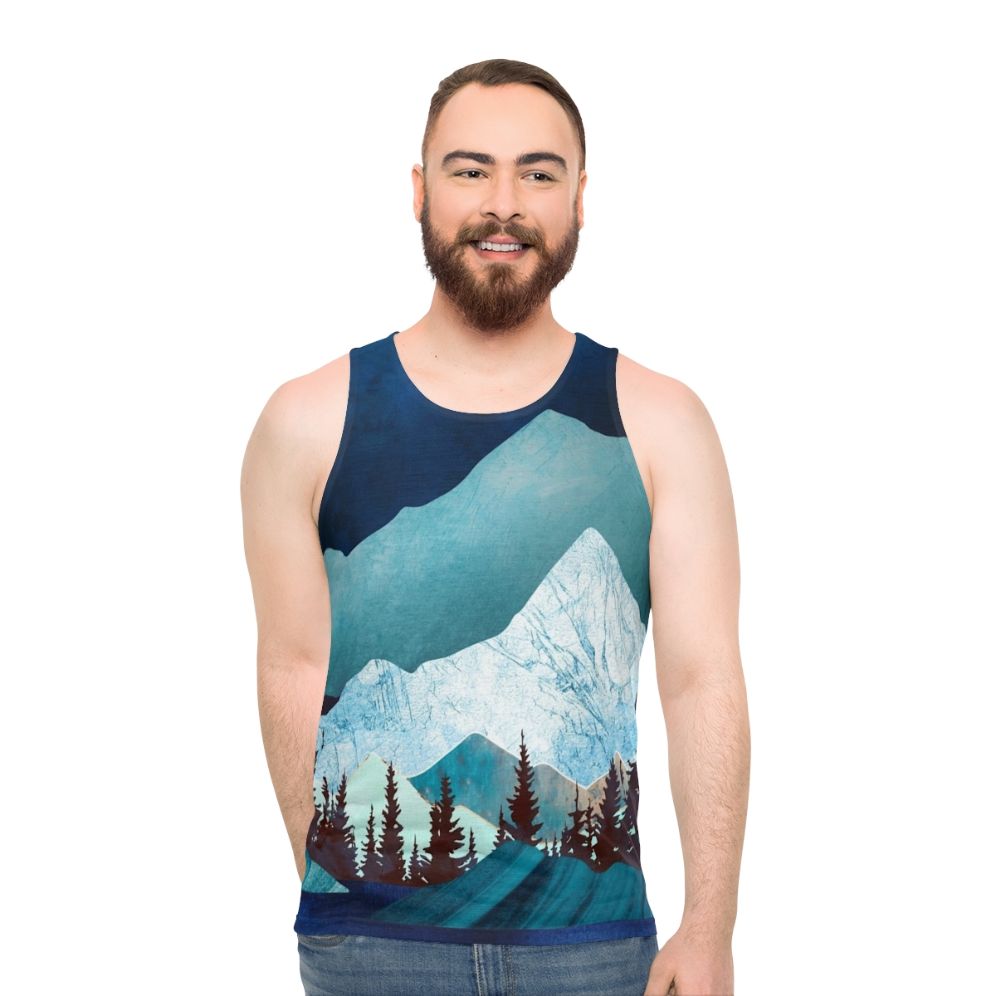 Unisex tank top with a celestial and nature-inspired design