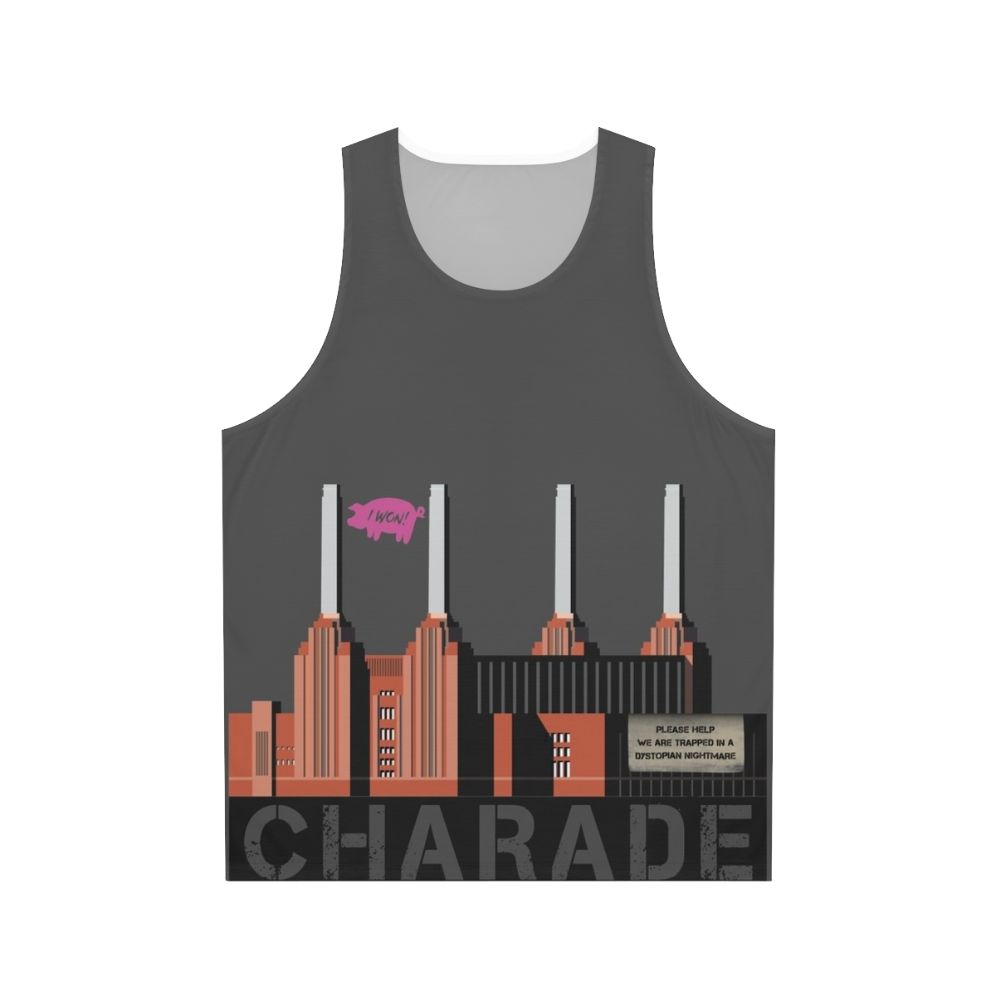 Unisex Charade tank top featuring Pink Floyd inspired protest design