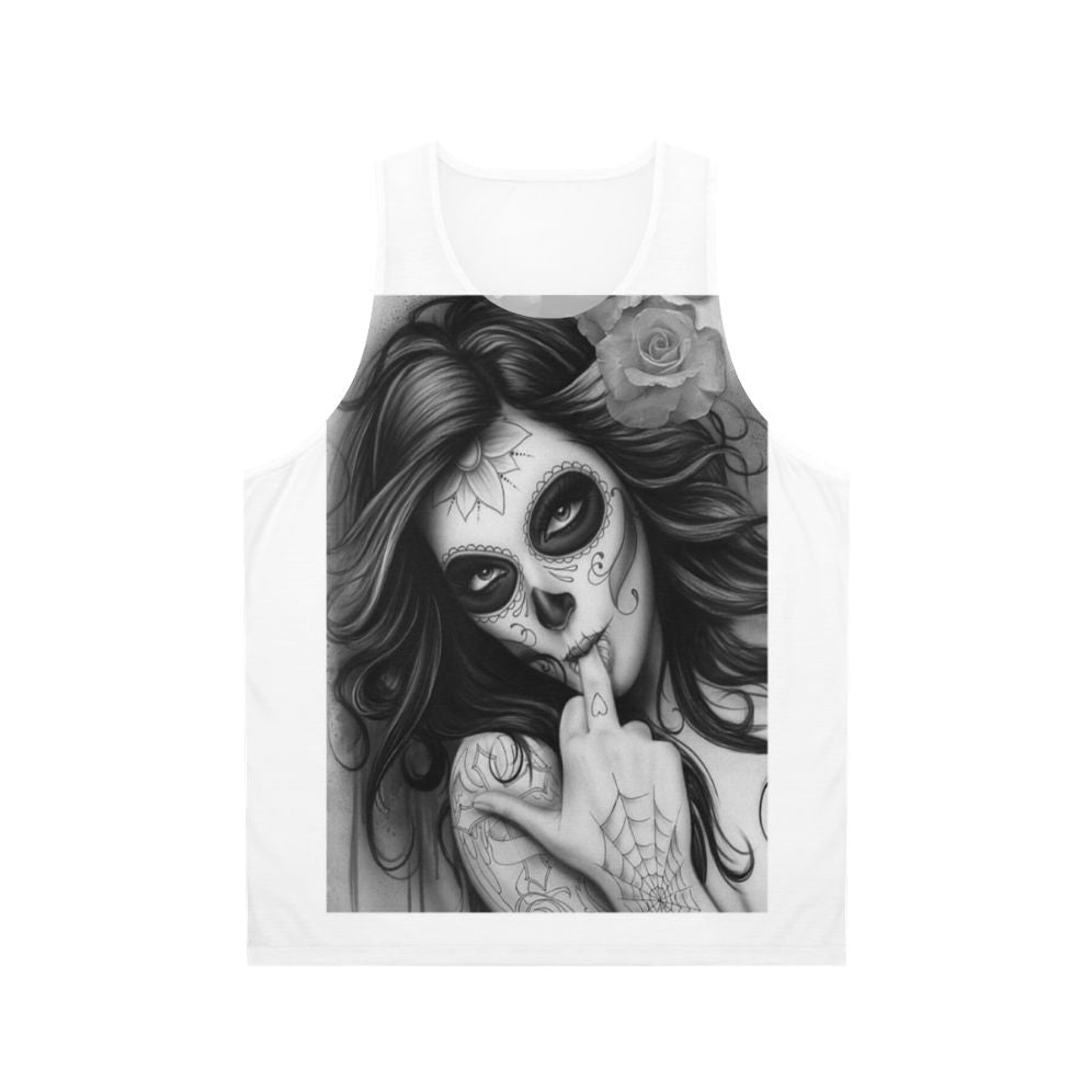 Unisex Chicano Style Tank Top with Skull Design