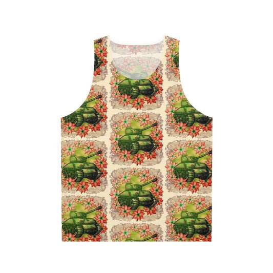 Unisex Christmas Tank Top with Poinsettia Flower Design