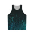 Unisex tank top with a vibrant circuit board pattern design