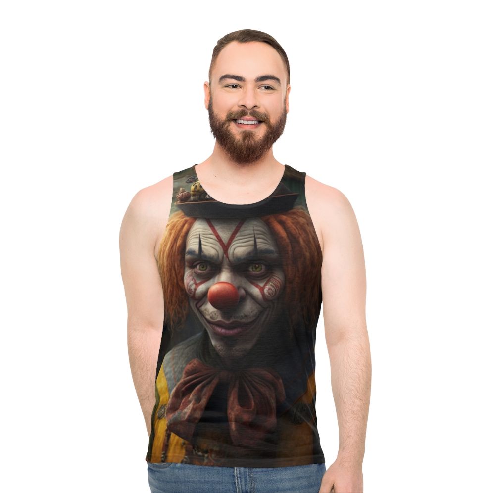Unisex clown tank top with clown characters