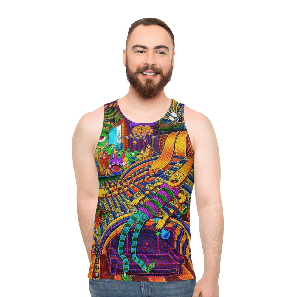 Unisex consciousness tank top with trippy and spiritual design