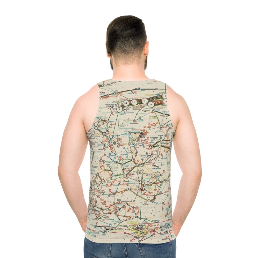 Unisex tank top with a data visualization of the night sky and constellations