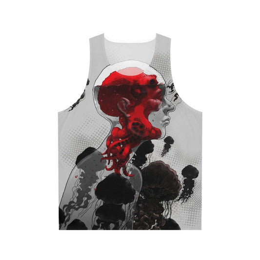 Unisex control tank top with ocean-themed design
