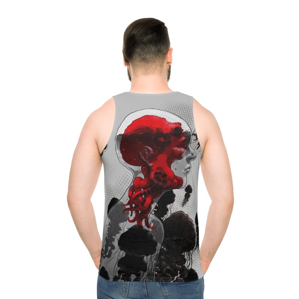 Unisex control tank top with ocean-themed design