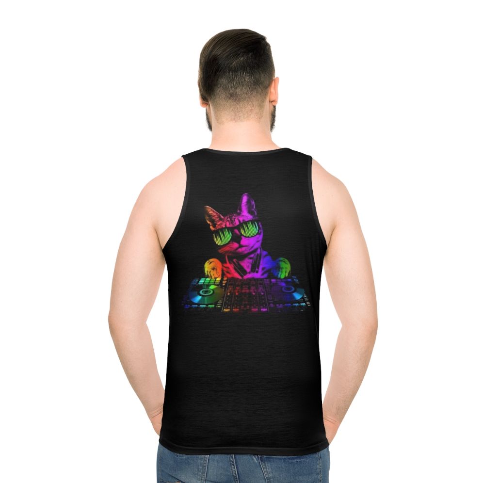 Unisex tank top with a cool cat DJ design
