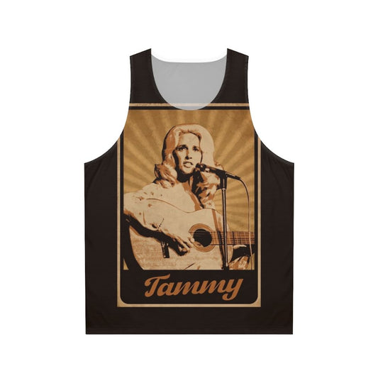 Unisex country music tank top with Tammy Wynette design