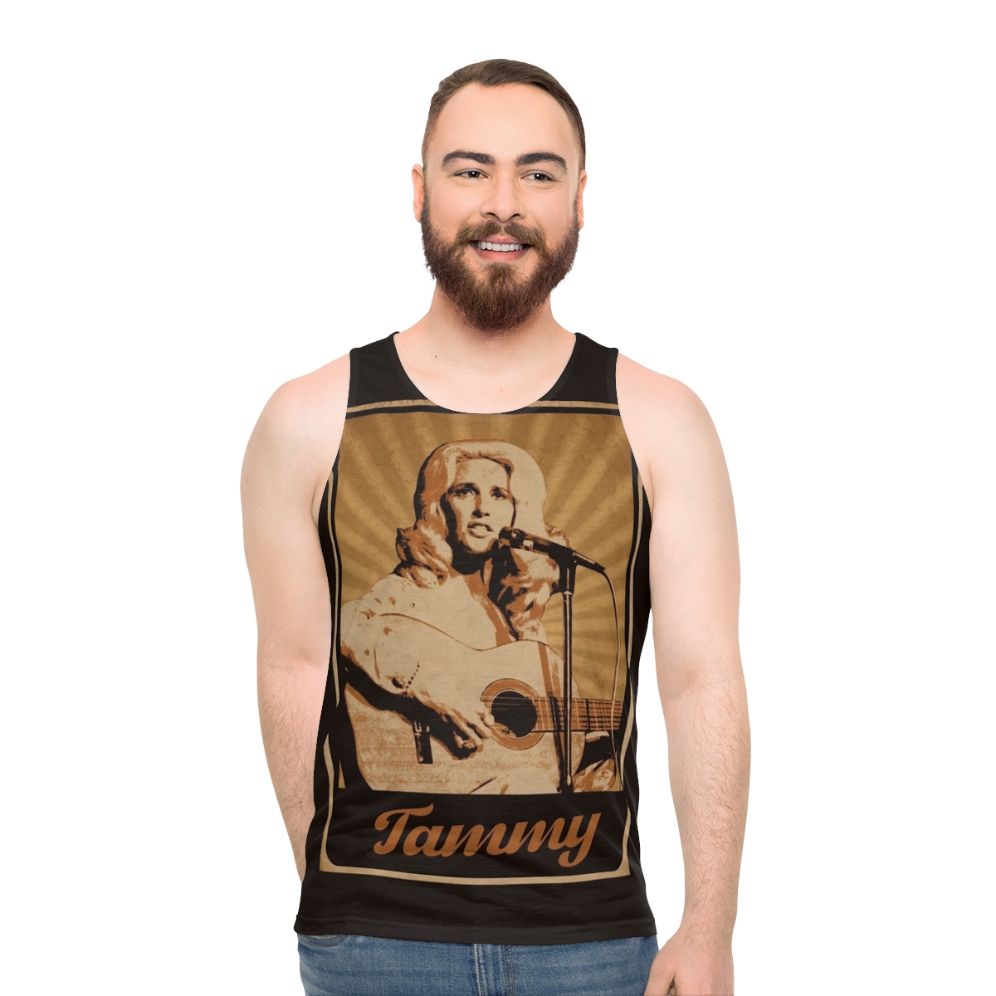 Unisex country music tank top with Tammy Wynette design