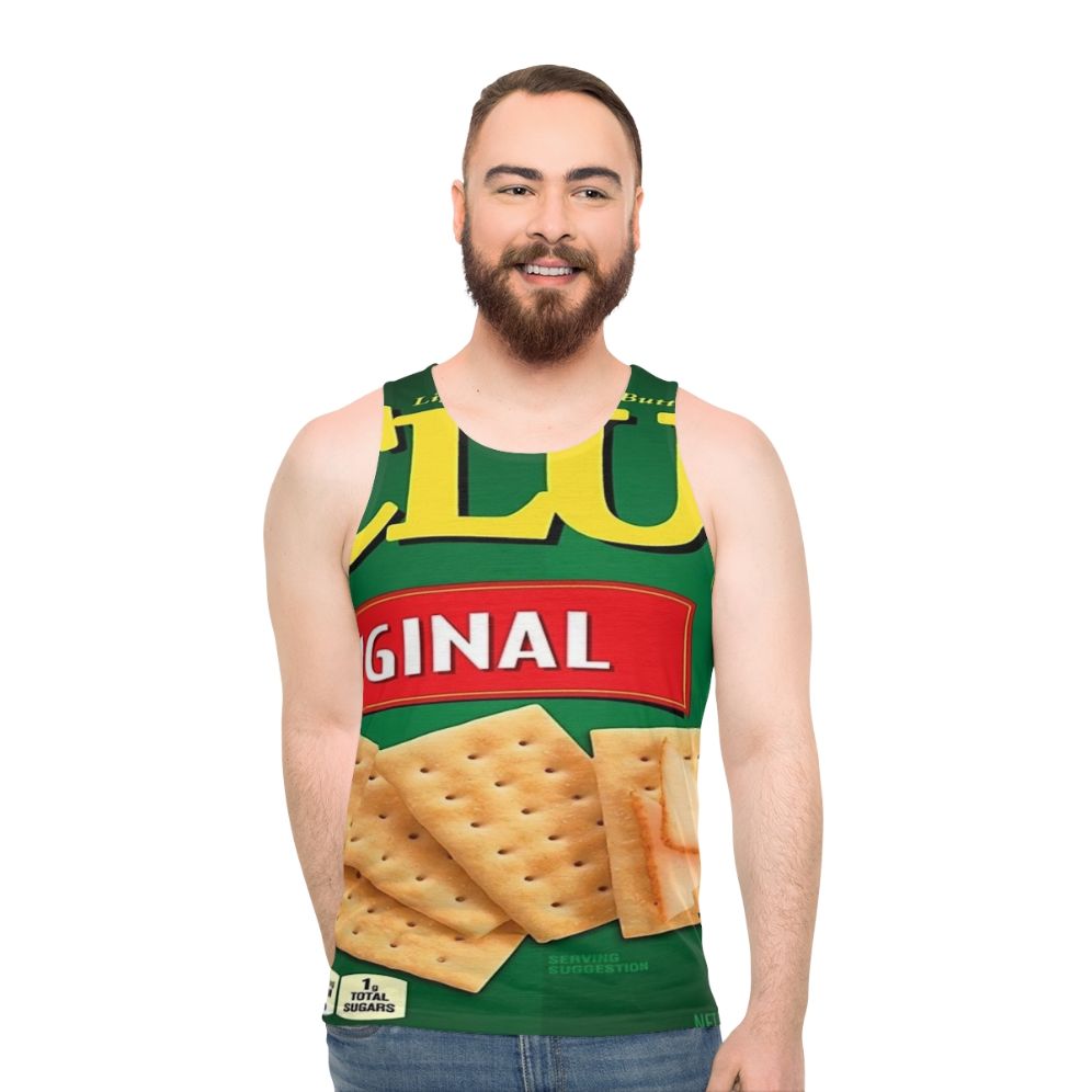 Unisex tank top with crackers print