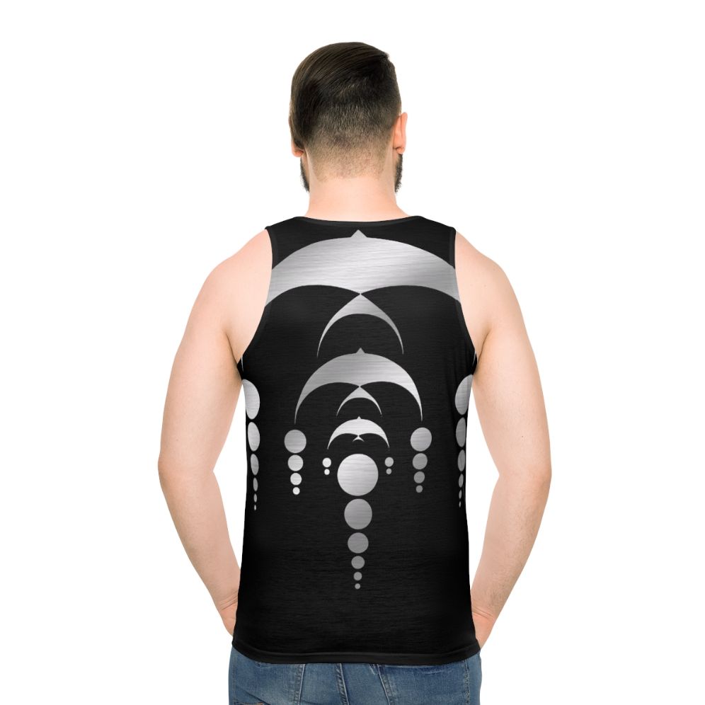 Unisex crop top with alien and UFO geometric design