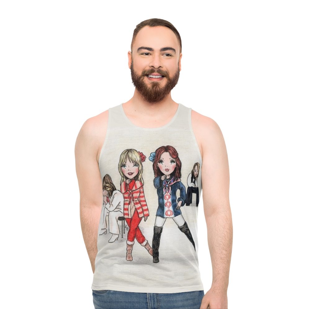 Unisex cute cartoon portrait tank top for dancers and singers