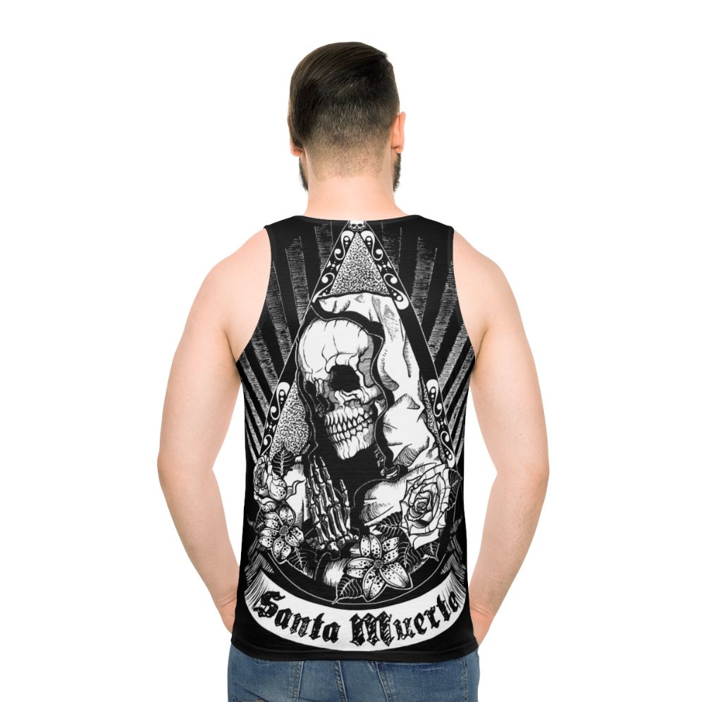 Unisex dark aesthetic Santa Muerte skull and floral tank top
