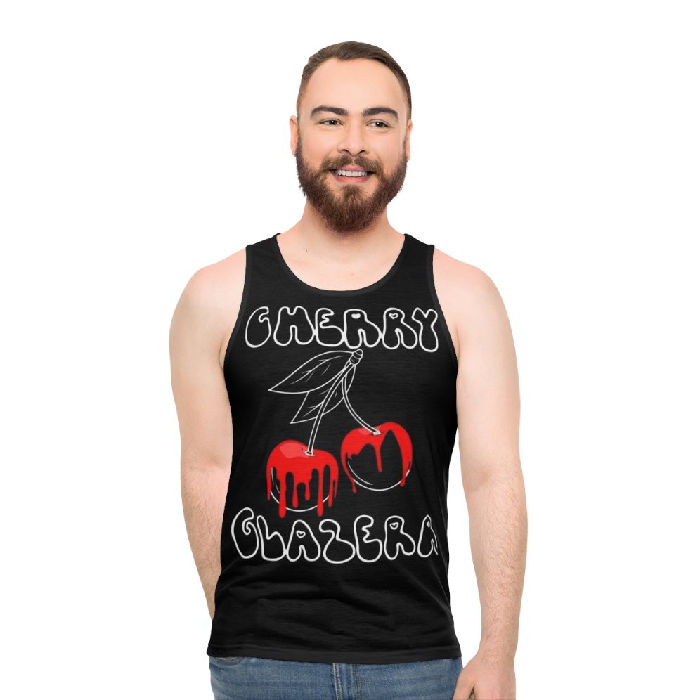 Unisex dark tank top with cherry glazerr glazed cherries design