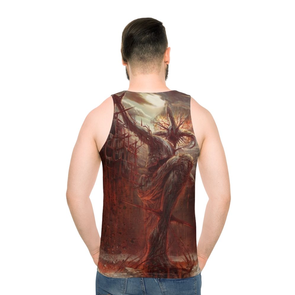 Unisex dark goth metal tank top with deity design