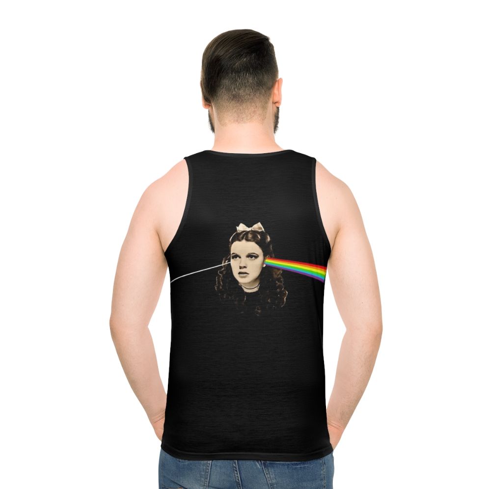 Unisex tank top featuring a 'Dark Side of the Rainbow' design inspired by The Wizard of Oz and Pink Floyd