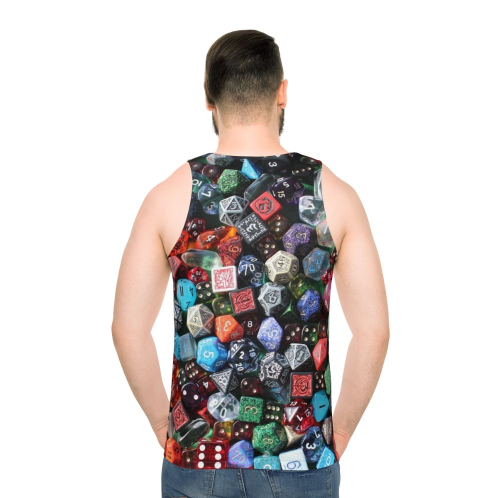 Unisex dice tank top for tabletop gaming enthusiasts