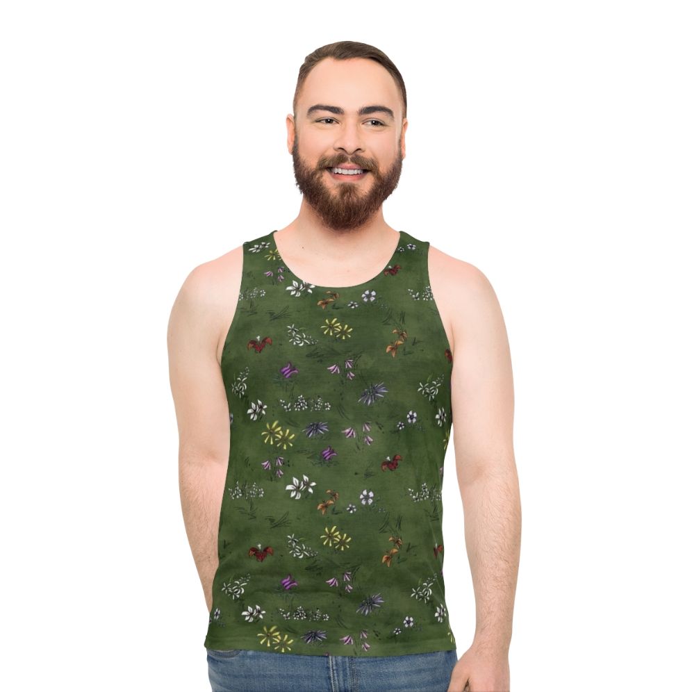 Unisex tank top with a don't starve flower pattern design