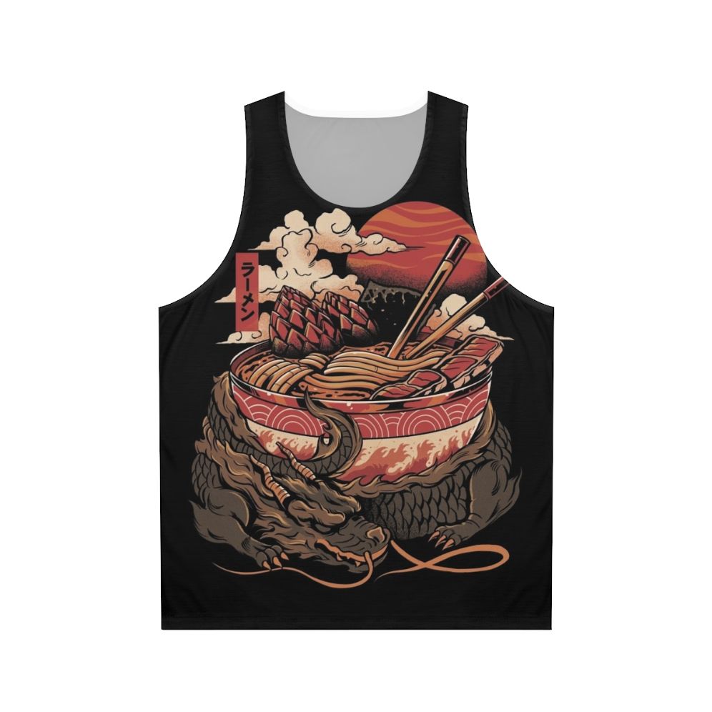 Unisex dragon ramen tank top with Japanese food and monster bowl design