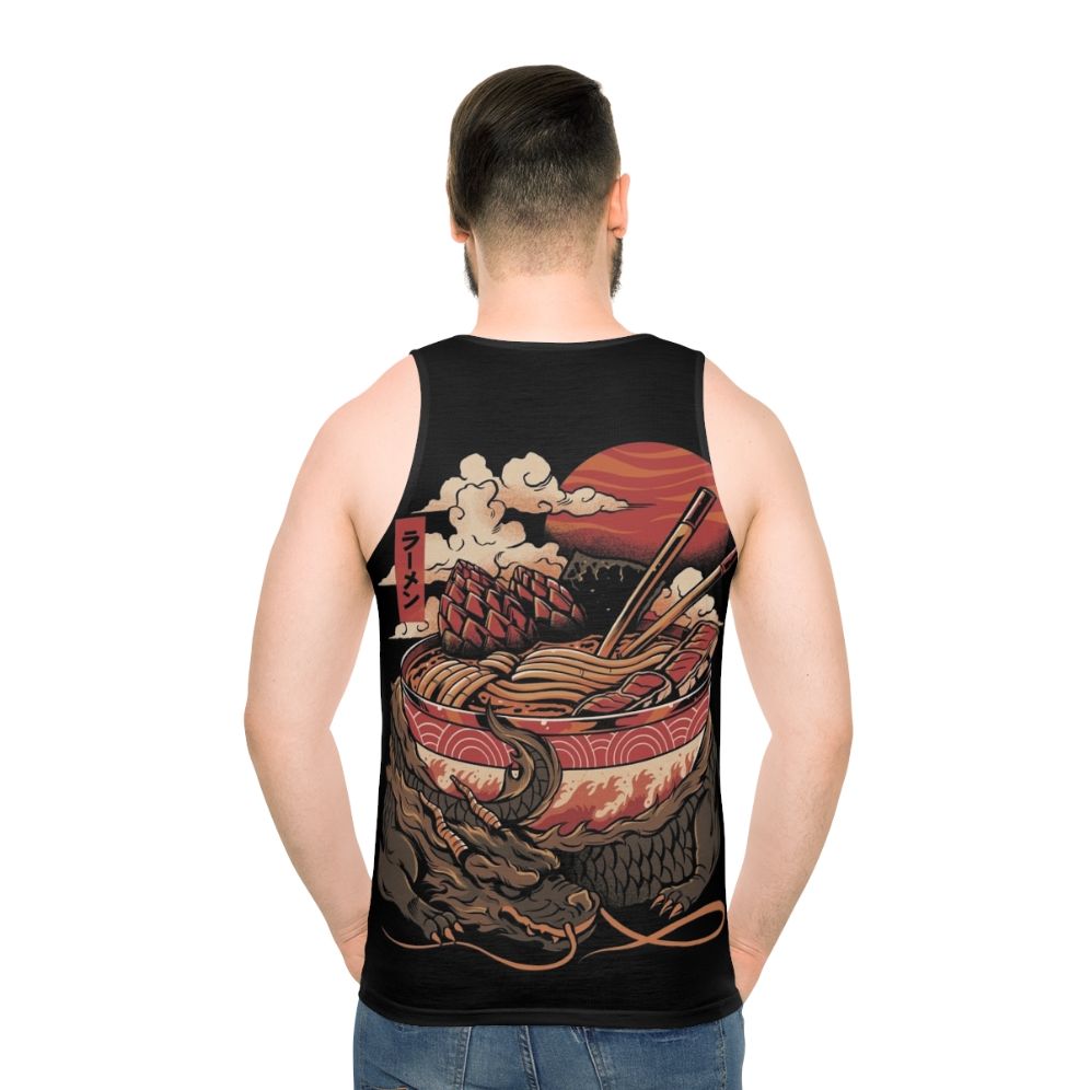 Unisex dragon ramen tank top with Japanese food and monster bowl design