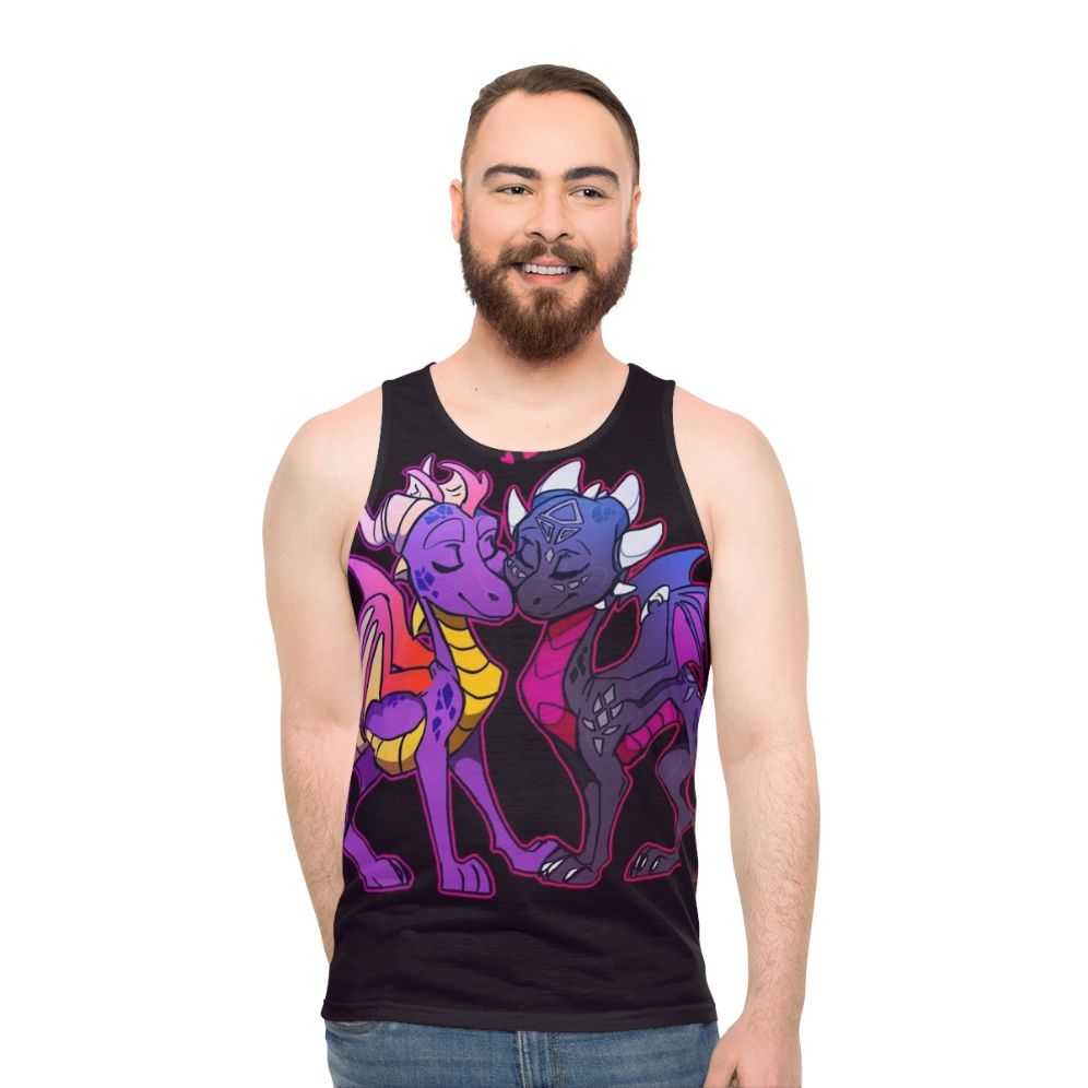 Unisex dragon tank top with Spyro the Dragon inspired chibi design