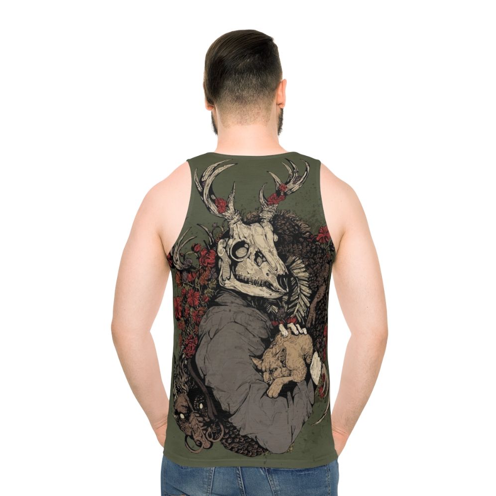 Unisex dragon-themed tank top with Asian art-inspired designs