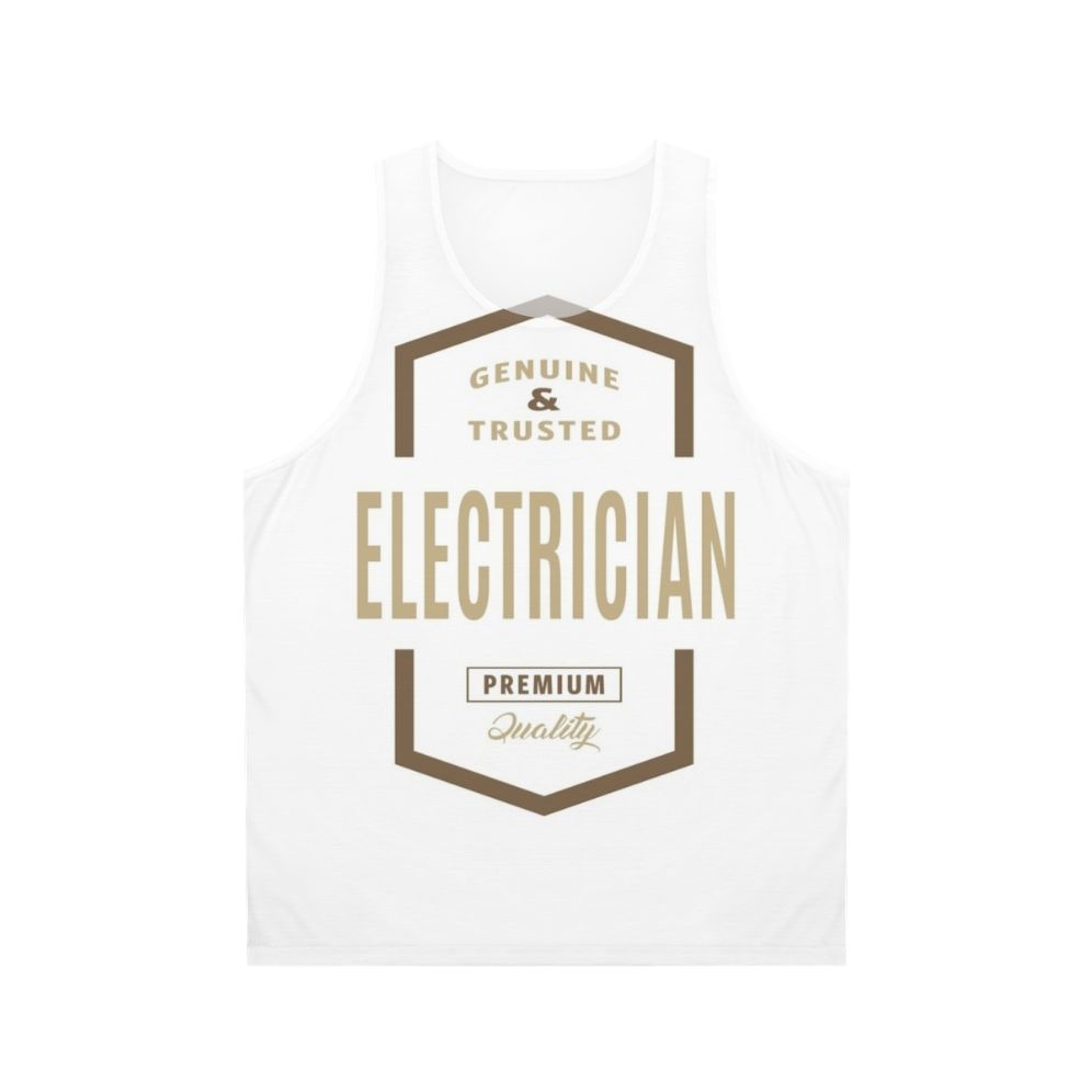 Unisex electrician tank top with profession-inspired typography