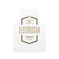 Unisex electrician tank top with profession-inspired typography