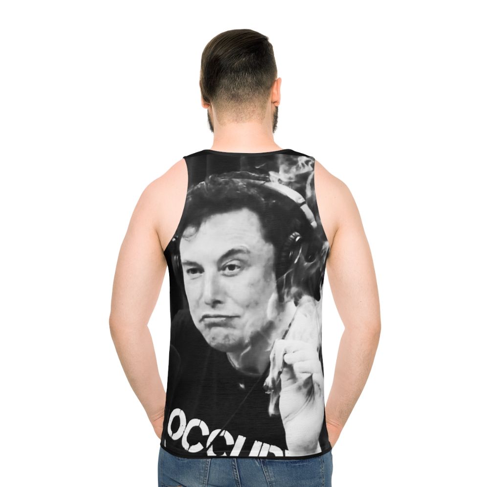 Unisex tank top with Elon Musk inspired smoking design