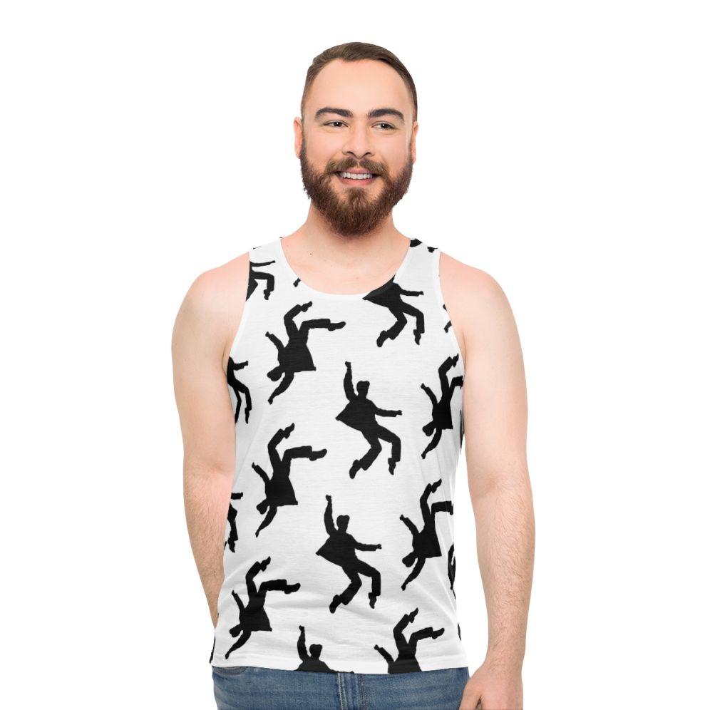 Unisex black and white tank top with Elvis Presley graphic