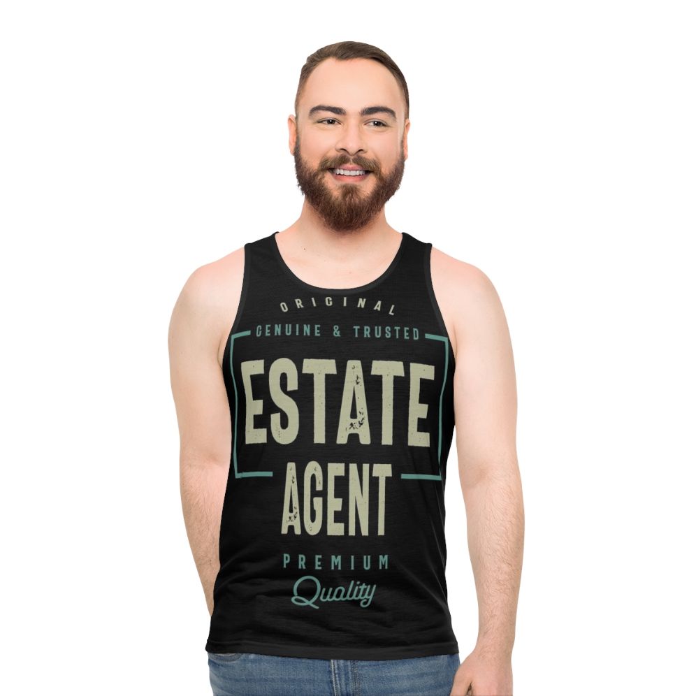 Unisex Estate Agent Tank Top with Typographic Design