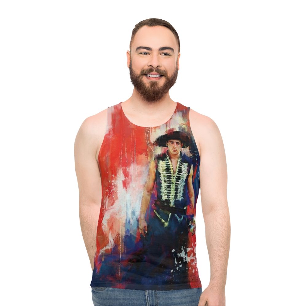 Unisex fall tank top with Tarsem Singh's character designs