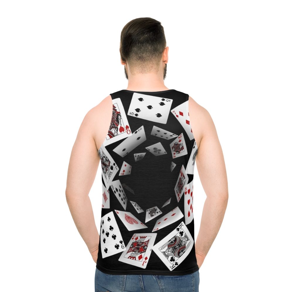 Unisex tank top with a falling playing cards design