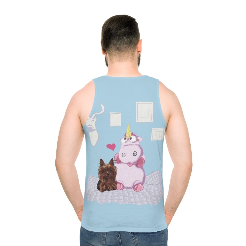 Unisex Family Portrait Tank Top with Cute Dog and Silly Unicorn